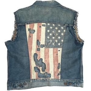 Ralph Lauren Denim Supply Vest Men L American Flag Distress Back Panel NWTs